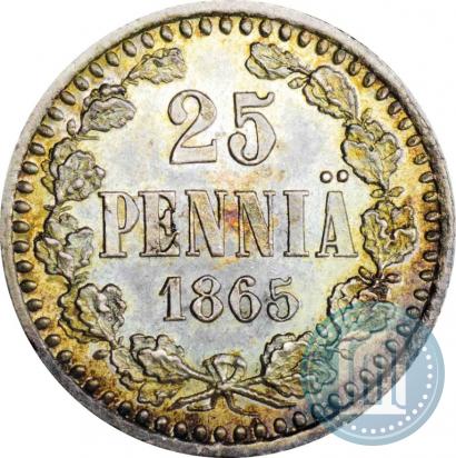 Фото 25 пенни 1865 года S 