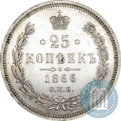 Фото 25 копеек 1866 года СПБ-НФ 