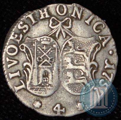 Picture 4 kopecks 1757 year  "For Livonia"