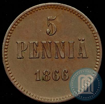 Picture 5 pennia 1866 year  