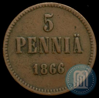 Фото 5 пенни 1866 года  