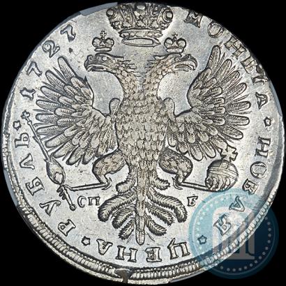 Фото 1 рубль 1727 года СПБ "Петербургский тип, портрет вправо"