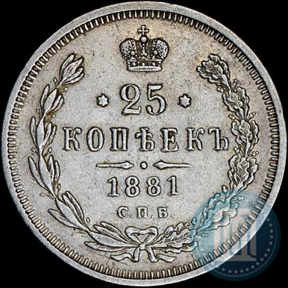 Фото 25 копеек 1881 года СПБ-НФ 