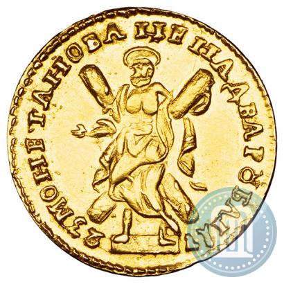 Picture 2 roubles 1723 year  "Portrait in ancient armour"