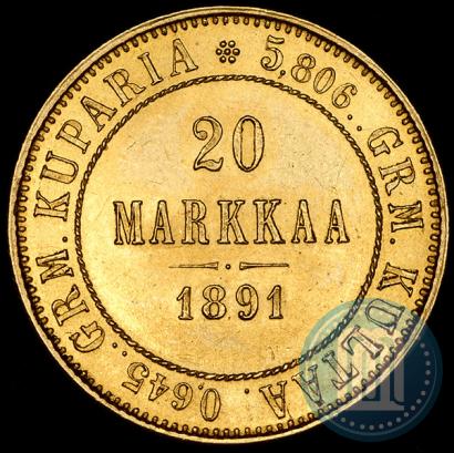 Picture 20 markkaa 1891 year L 
