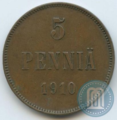 Picture 5 pennia 1910 year  