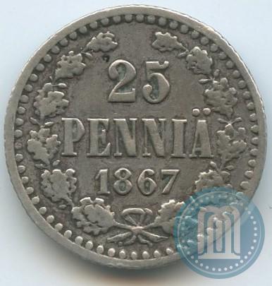 Фото 25 пенни 1867 года S 