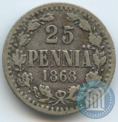 Фото 25 пенни 1868 года S 
