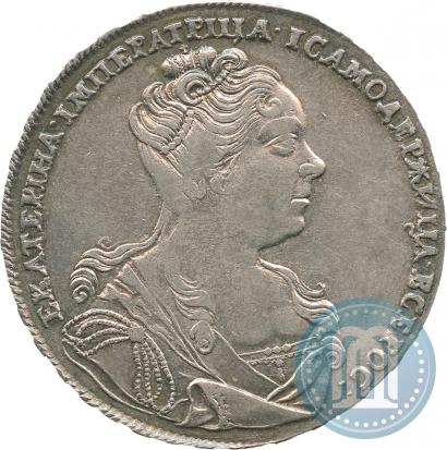 Фото 1 рубль 1727 года  "Московский тип, портрет вправо"