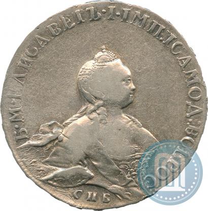 Фото 1 рубль 1754 года СПБ-ЯI "Портрет работы Бенджамина Скотта"