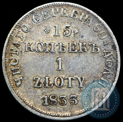 Picture 15 kopecks - 1 złoty 1833 year НГ 