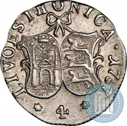 Picture 4 kopecks 1757 year  "For Livonia"