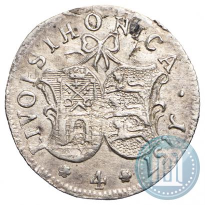 Picture 4 kopecks 1757 year  "For Livonia"