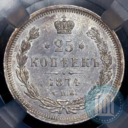 Фото 25 копеек 1874 года СПБ-НІ 