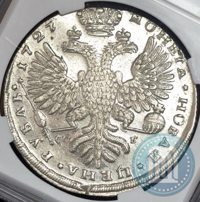 Фото 1 рубль 1727 года СПБ "Петербургский тип, портрет вправо"