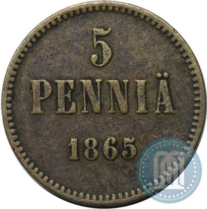 Picture 5 pennia 1865 year  