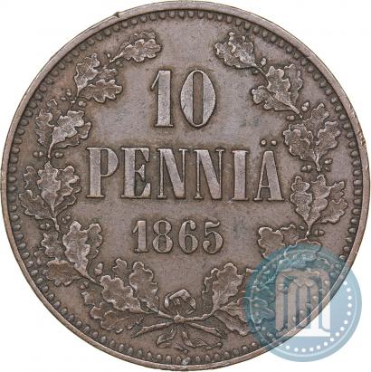 Фото 10 пенни 1865 года  