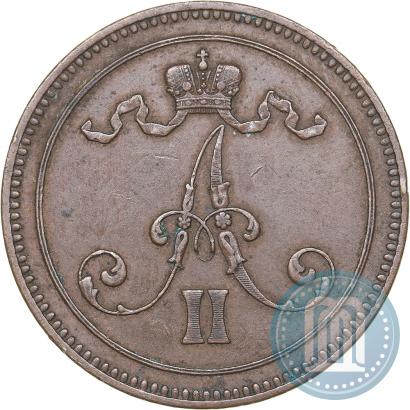 Фото 10 пенни 1865 года  