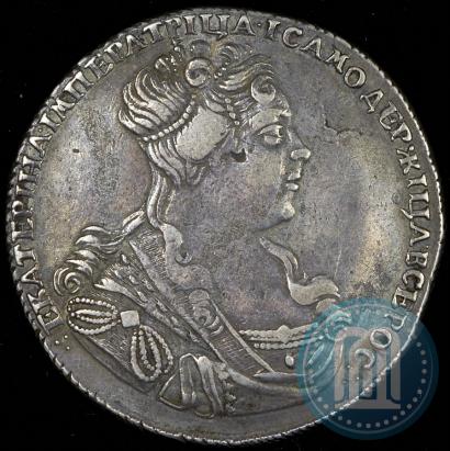 Фото 1 рубль 1727 года СПБ "Петербургский тип, портрет вправо"