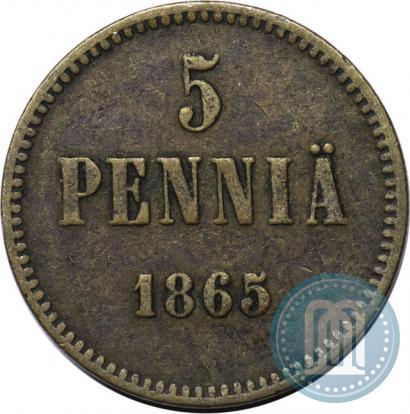 Picture 5 pennia 1865 year  