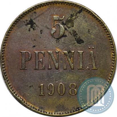 Picture 5 pennia 1908 year  
