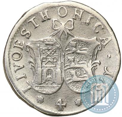 Picture 4 kopecks 1757 year  "For Livonia"