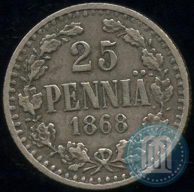 Фото 25 пенни 1868 года S 