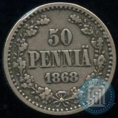 Фото 50 пенни 1868 года S 