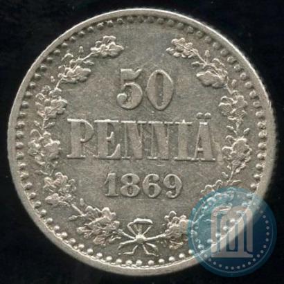 Фото 50 пенни 1869 года S 