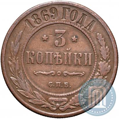 Фото 3 копейки 1869 года СПБ 