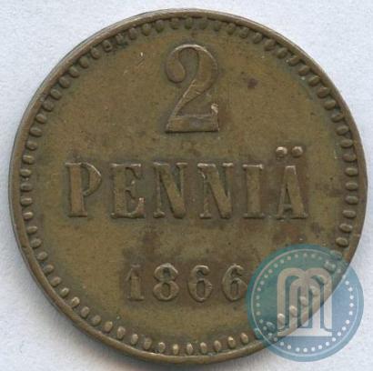 Picture 2 pennia 1866 year  "Pattern"