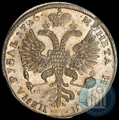 Фото 1 рубль 1726 года СПБ "Петербургский тип, портрет влево"