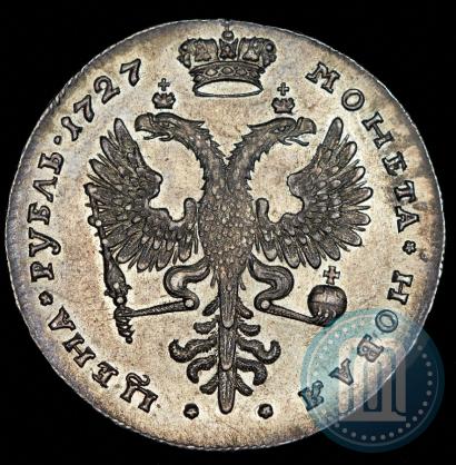 Фото 1 рубль 1727 года  "Московский тип, портрет вправо"