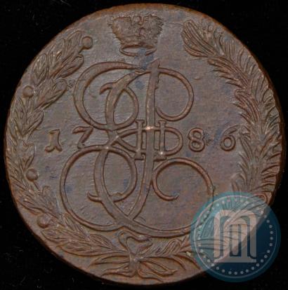 Picture 5 kopecks 1786 year ЕМ 