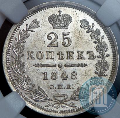 Фото 25 копеек 1848 года СПБ-HI 