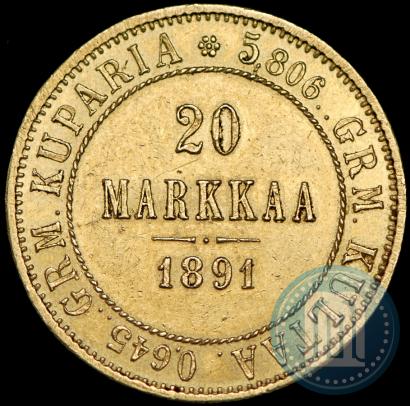 Picture 20 markkaa 1891 year L 