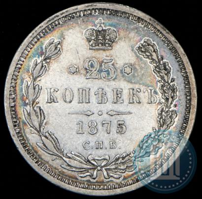 Фото 25 копеек 1875 года СПБ-НІ 