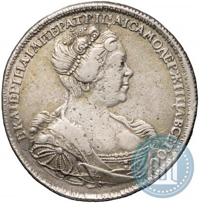 Фото 1 рубль 1727 года СПБ "Петербургский тип, портрет вправо"