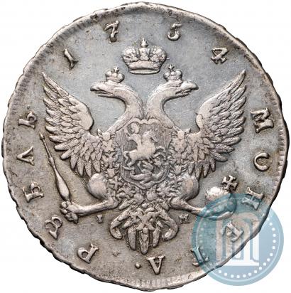 Фото 1 рубль 1754 года СПБ-IМ "Портрет работы Бенджамина Скотта"