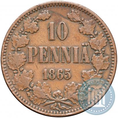 Фото 10 пенни 1865 года  