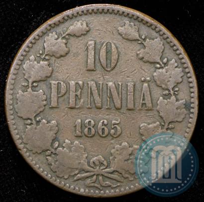 Фото 10 пенни 1865 года  