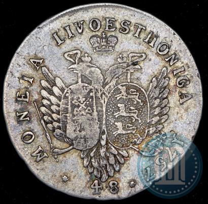 Picture 48 kopecks 1757 year  "For Livonia"