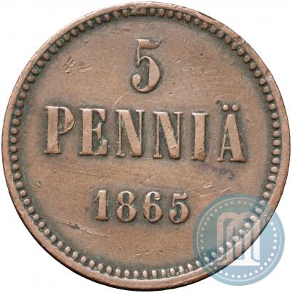 Picture 5 pennia 1865 year  