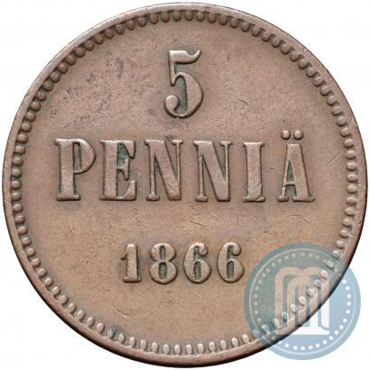 Picture 5 pennia 1866 year  