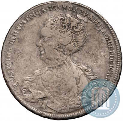 Фото 1 рубль 1725 года  "Петербургский тип, портрет влево"