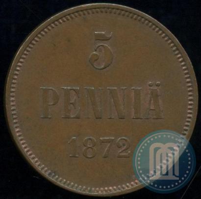 Picture 5 pennia 1872 year  
