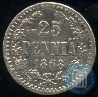 Фото 25 пенни 1868 года S 