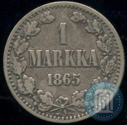 Picture 1 markka 1865 year S 