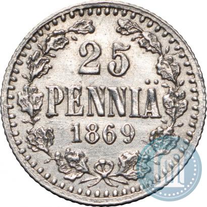 Фото 25 пенни 1869 года S 