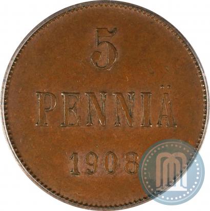 Picture 5 pennia 1908 year  